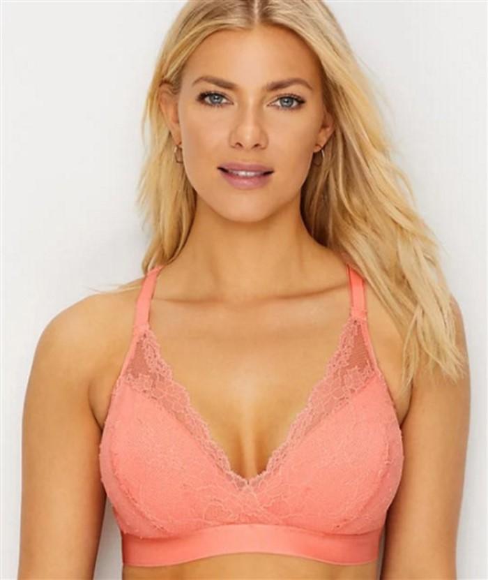 NEW Chantelle LG Everyday Lace Racerback Wirefree Bra 6721 Coral #110254