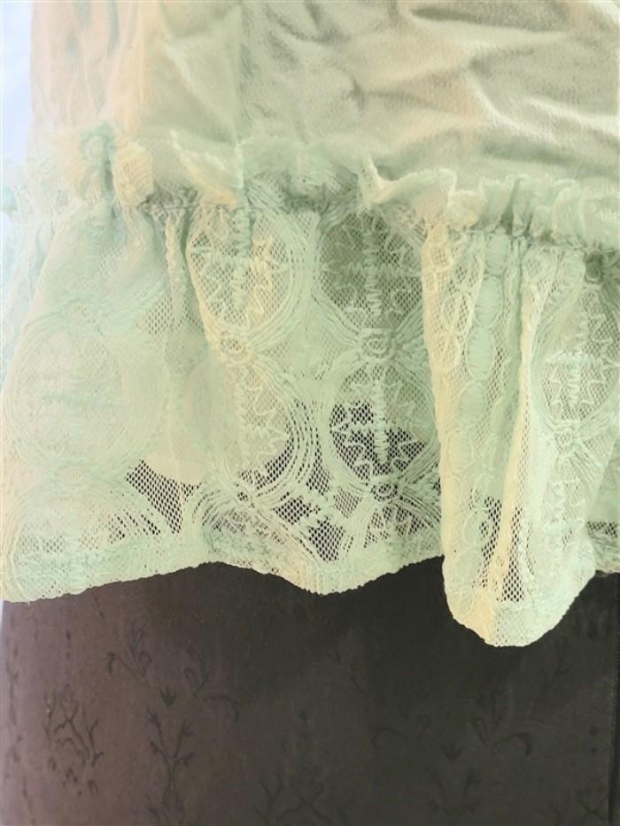 New Honey Punch Anthropologie L Strappy Ruffled Crepe & Lace Cami Mint #110947