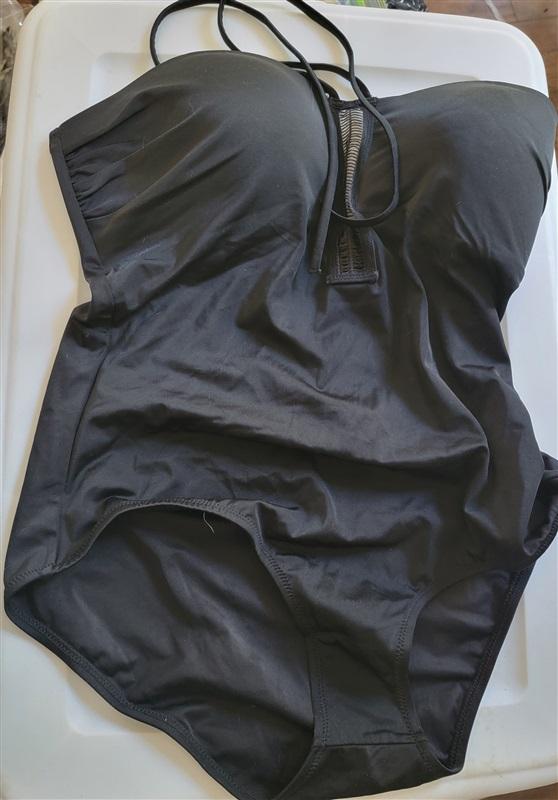 NWT Zingara 12 1Pc MESH Bandeau Halter Swimsuit Black 112384