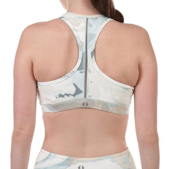NWOT Thrive Societe L Camo Mint Green Blue Tan Sports Bra 112508