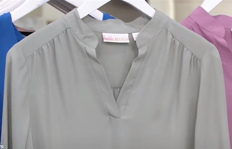 NEW Belle by Kim Gravel M Roll Tab Sleeve Tunic Sage Green 114062