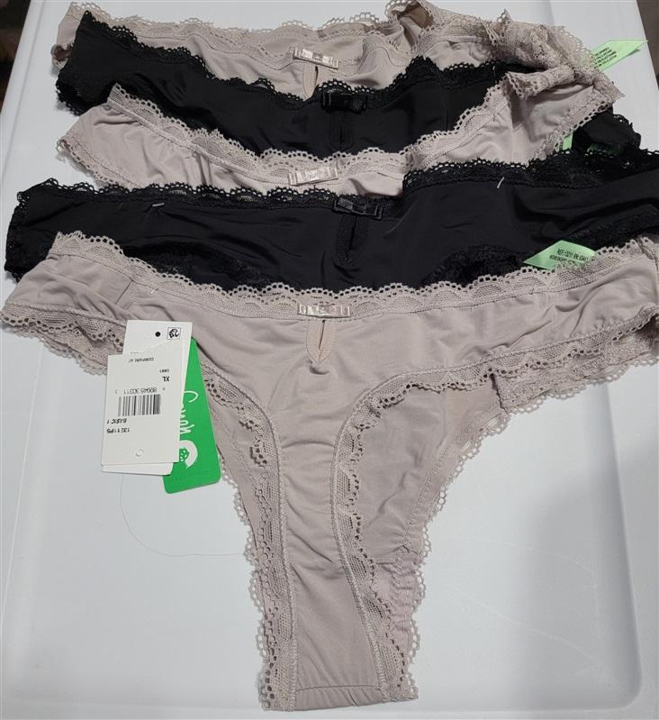 NEW honeydew 5PR XL micro and lace 85234 Thong Taupe Black 114079