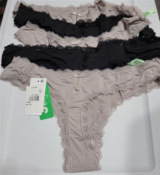 NEW honeydew 5PR XL micro and lace 85234 Thong Taupe Black 114079