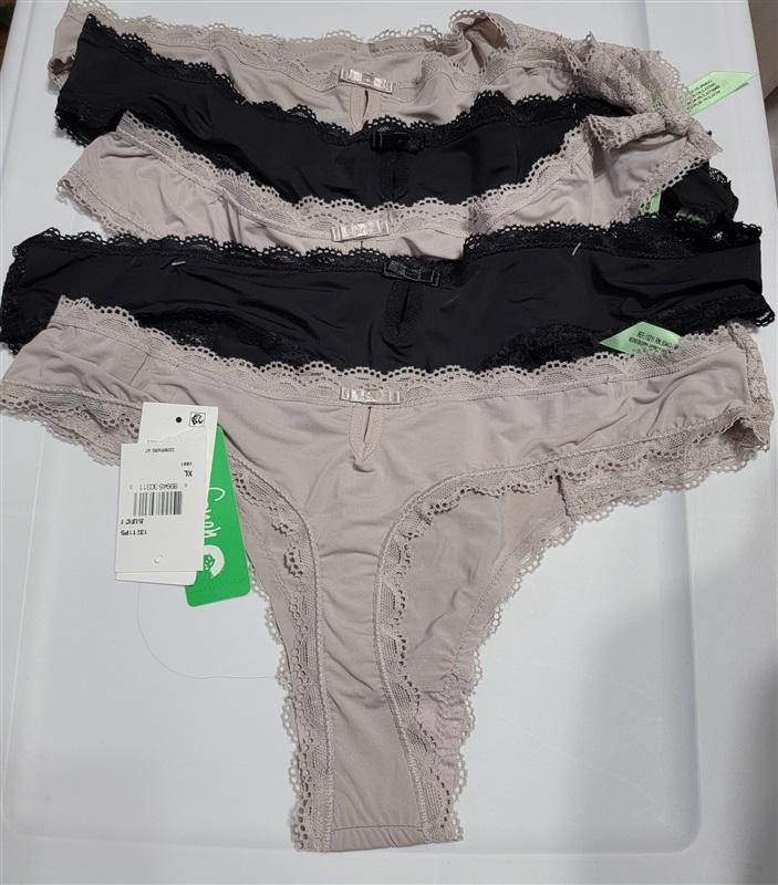 NEW honeydew 5PR XL micro and lace 85234 Thong Taupe Black 114079