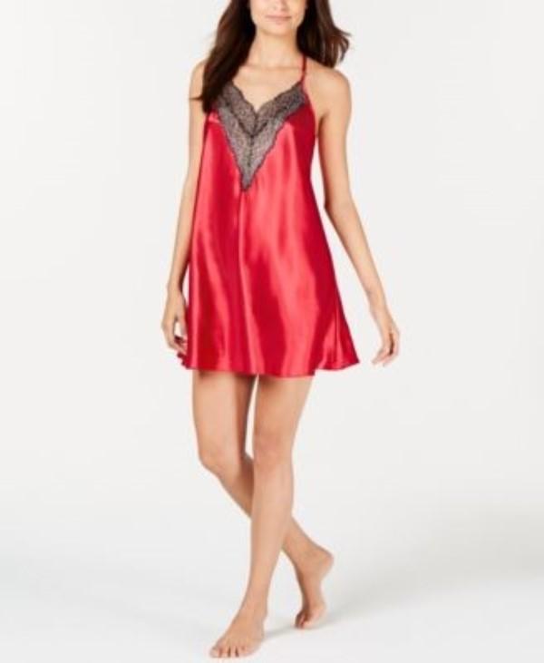 NWt Thalia Sodi 2X Red Black Floral Lace Chemise Nightgown 114712