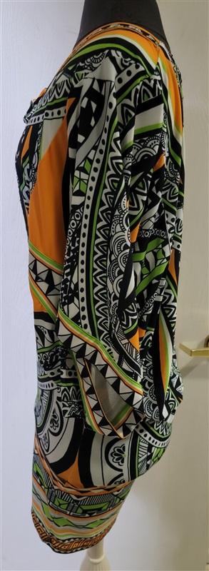 NWOT Hale Bob S Jersey Dress Lace Up V Neck Orange Green 114757
