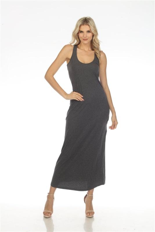 NWT Calme Johnny Was S Racerback Knit Maxi Dress Gray 114891