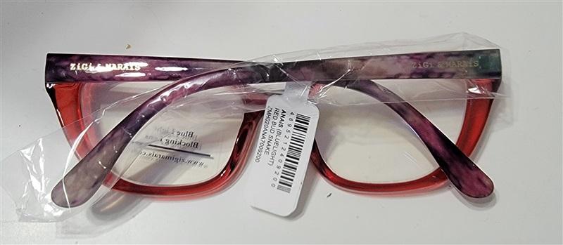 Zigi Marais Anais Red Bud Snake Cat Eye Blue Light Glasses 115217