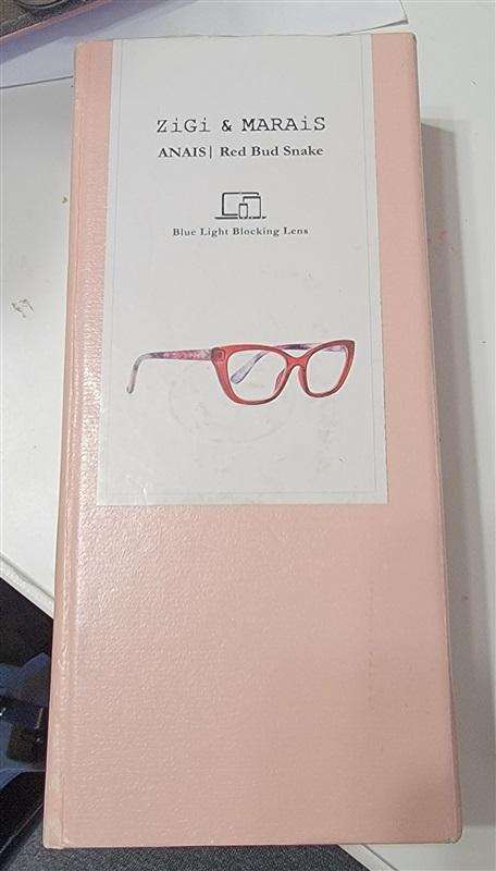 Zigi Marais Anais Red Bud Snake Cat Eye Blue Light Glasses 115217