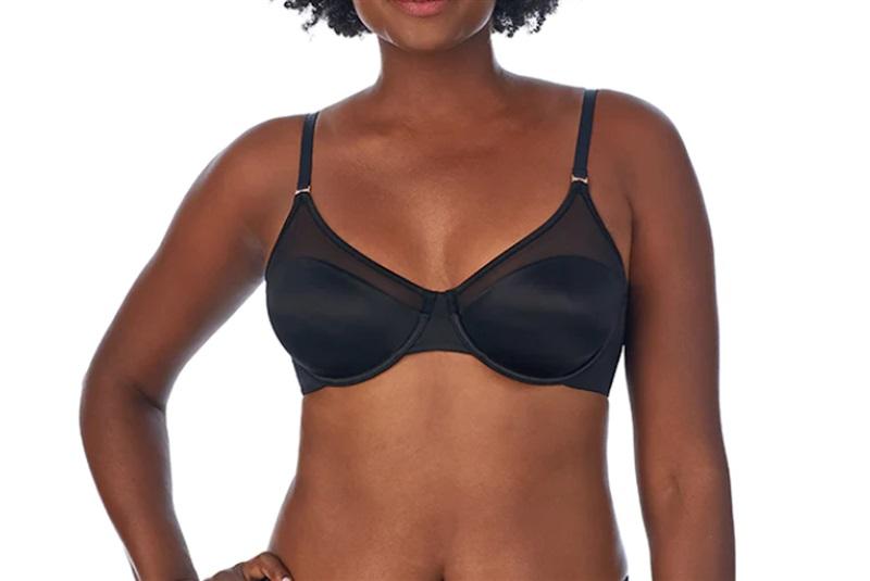 NWT Le Mystere 34D Modern Mesh Unlined 3316 T Shirt Bra Black 115345
