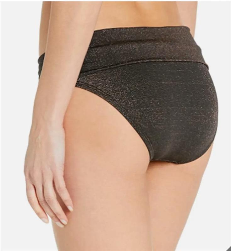 NWT Kenneth Cole Striped M Bronze Hipster Bikini Swim Bottom 115493