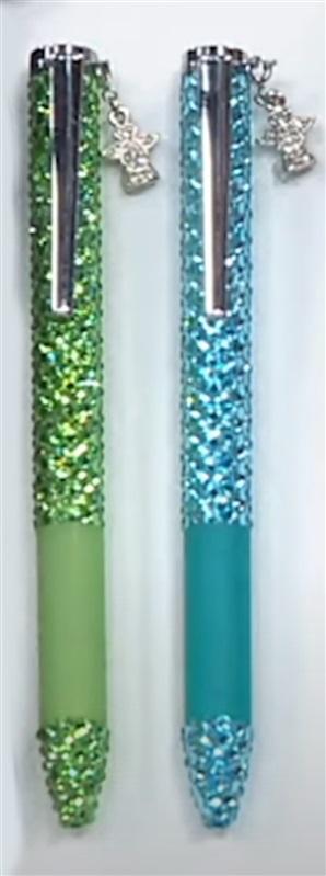 NWT Lori Greiner 2 Crystal Ink Pens Angel Charms Blue & Green 115538