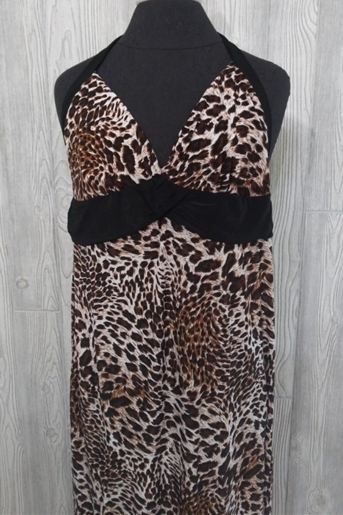 NWT Wild Cheetah Print Halter Sundress Maxi Dress XL #22