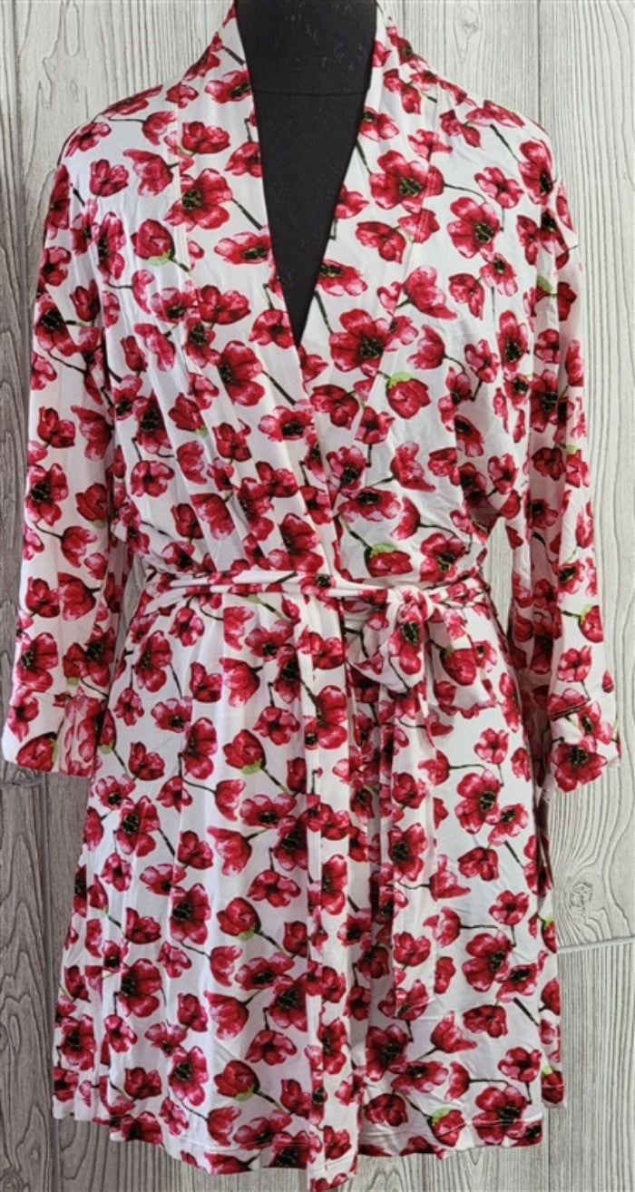 New Cassandra Intimates PS Cooling Modal Short Wrap Robe 999741 Poppies 85909