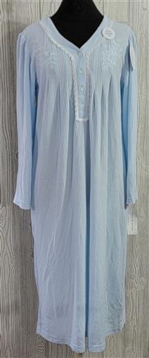 NWT Miss Elaine SM Ribbed Brushed Cuddleknit 511840 Long Nightgown Blue #86009