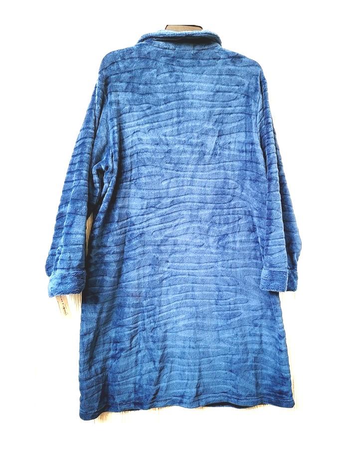 NEW Miss Elaine Jacquard Minky Fleece Short 39" Zipper Robe Blue Sz L #69328
