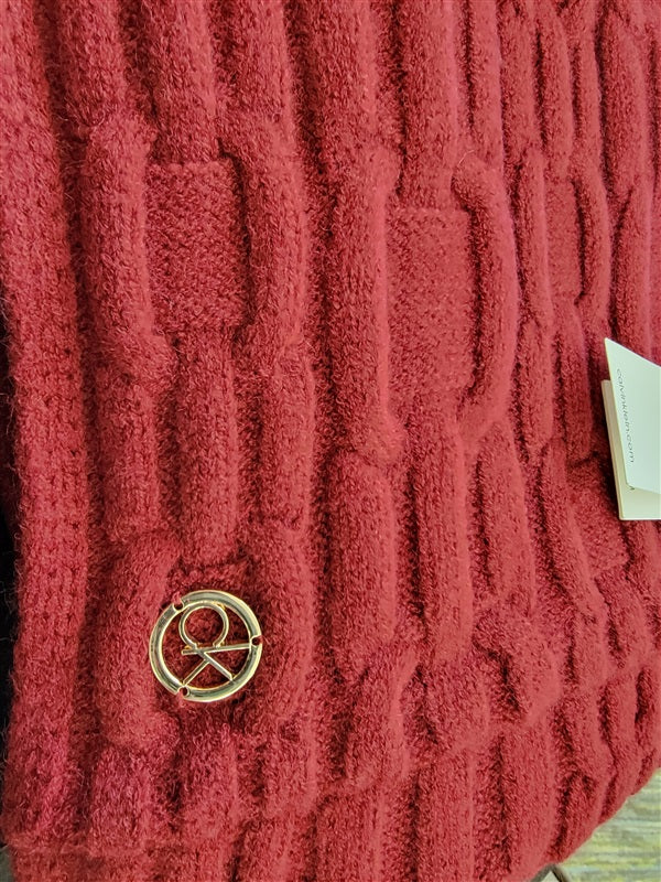 New Calvin Klein Red Infinity Cowl Scarf Equestrian Knit 91774
