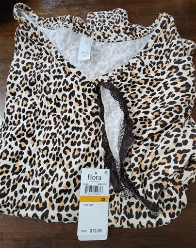 NEW Flora Nikrooz 3X Leopard Print 2pc Pajama Set 91787