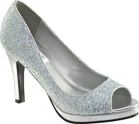 New Dyeables Silver Glitter Peep Toe Platform Sari Formal Shoes Sz 7