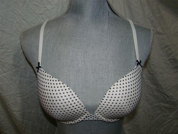NEW Kensie Bella T-Shirt Bra Convertible Racerback Bra 34B Black White Polka Dot