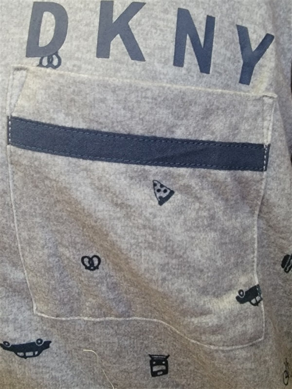 NEW DKNY Pizza Pretzel PJ Blouse Top Y2119353 Gray Blue M #71946