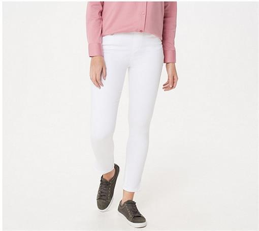 NEW Martha Stewart Knit Denim Zipper Ankle Jeans Reg 14 White #73658