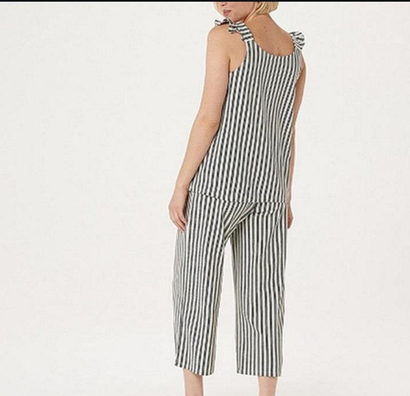 NWT AnyBody XXS Cozy Knit Flutter Sleeve Striped PJ Set #73748