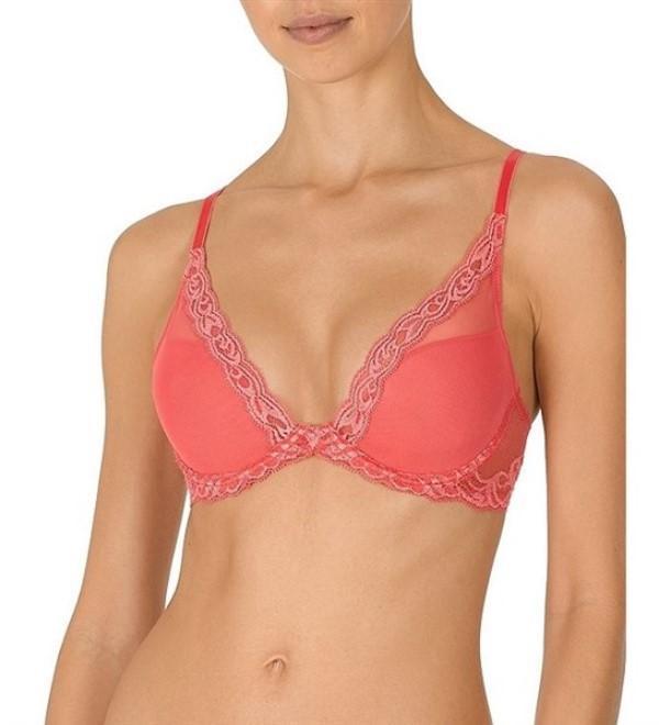 New Natori 34DD Feathers Bra Plunge Contour Style 730023 Melon #76655