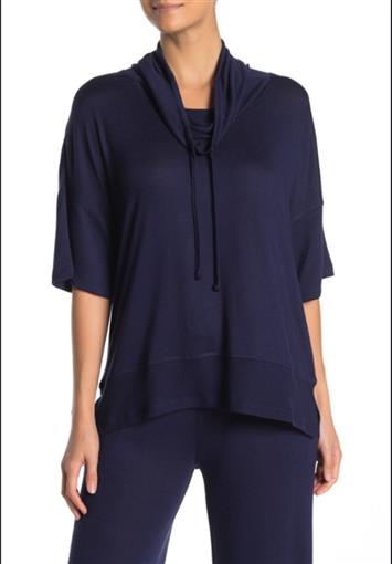 New N by Natori NVious French Terry Pullover Top GC5203 Navy Small #77033