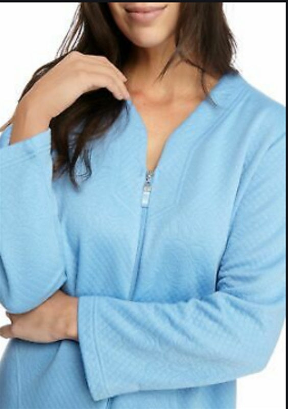New Miss Elaine Quilt Knit Long Zip Robe 867829D S #77620