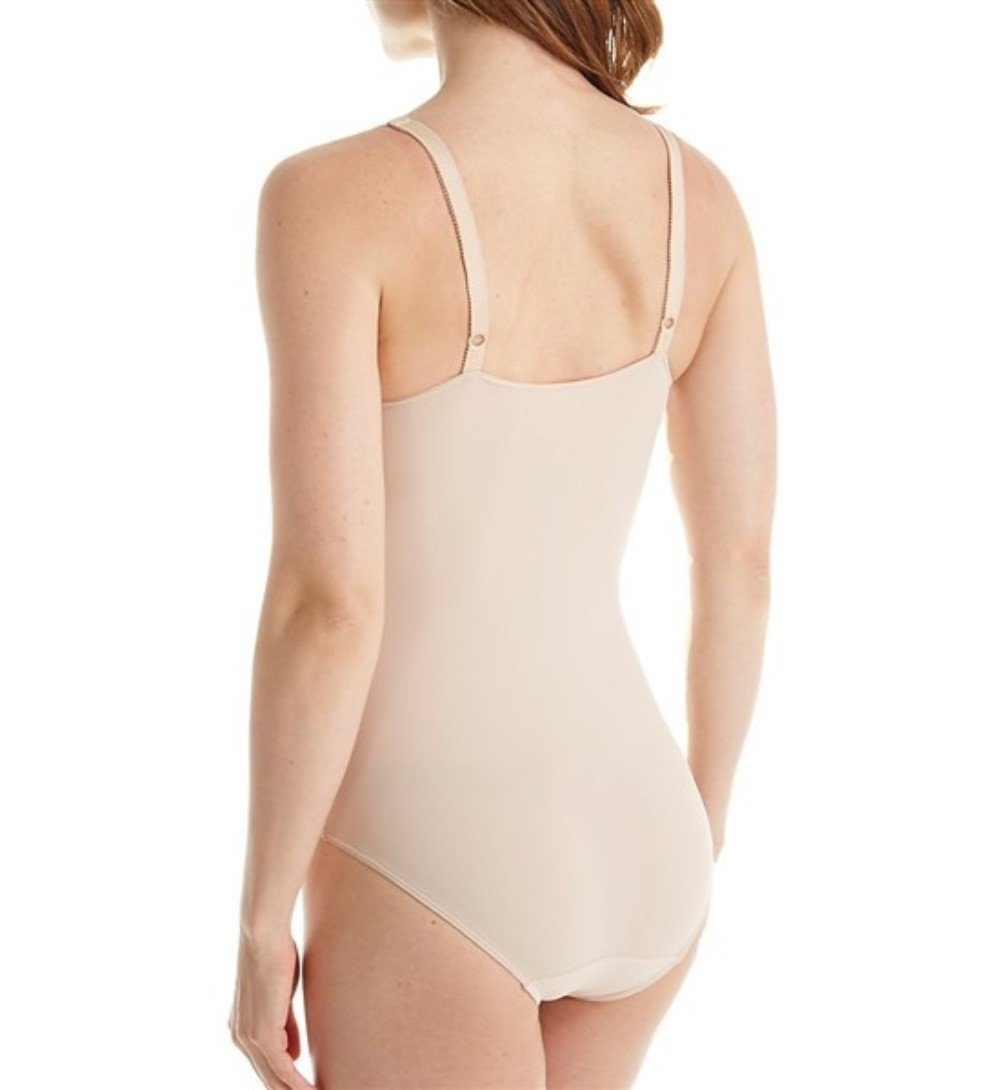 NWT Wacoal 34D Visual Effects Moderate Minimizing Bodysuit 801210 Beige 77882