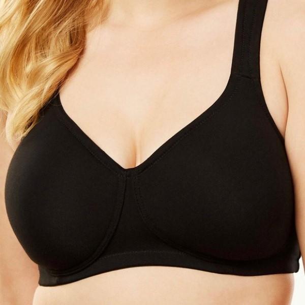 NEW Comfort Choice Black 48B Cotton Wireless T-Shirt Bra #79062