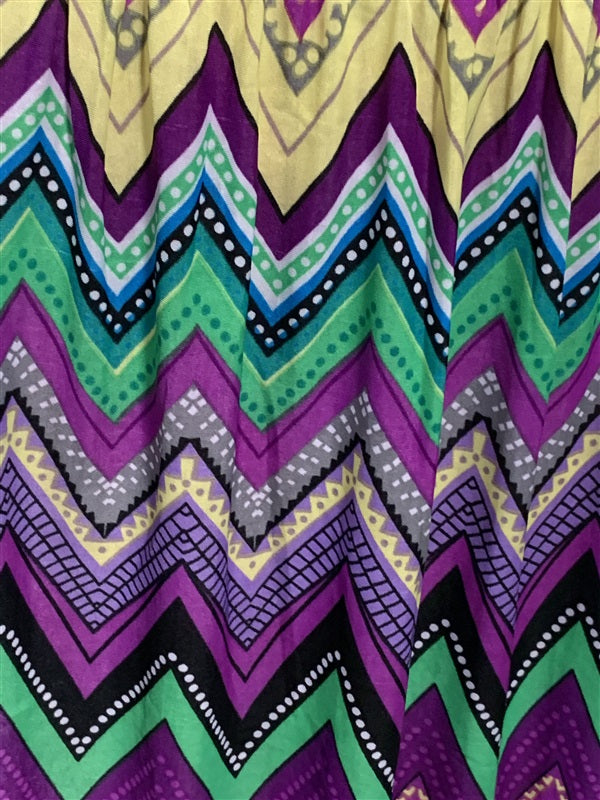 NWT Purple Green Black Mesh Top Zig Zag Stretch Midi Dress Sundress XXL #11