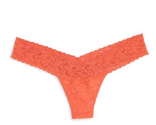 NEW Hanky Panky 3pr Orange Signature Lace Original Rise Thong Underwear 82388