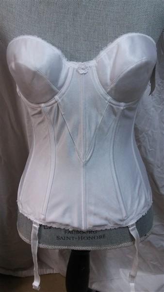 NEW Carnival Full Fig Satin Torsolette Strapless Bustier Bra 424 Wh 38C #82599