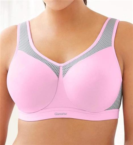 NEW Glamorise 40B Underwire High Impact Sports Bra 9066 Pink Gray #83044