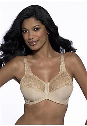 NWT Lilyette Bra 34D Comfort Lace 0428 Underwire Minimizer Beige Bra #83075