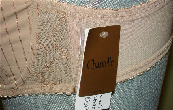 NEW Chantelle Cachemire 3 Part Cup Bra 3371 Beige Lace 32D #83087
