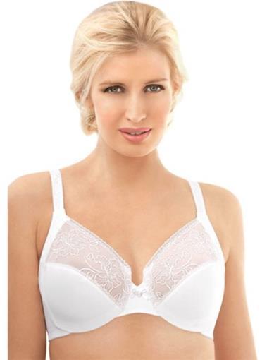 NEW Glamorise Elegance Embroidered Wonderwire Bra 9075 White 32F #83379