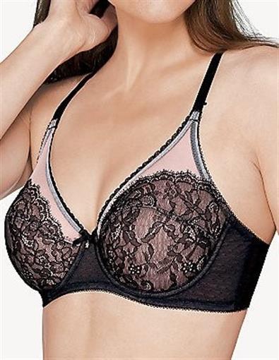 NWT Wacoal Chantilly Lace Retro Chic 855186 Black 44D Bra Free Shipping 83531