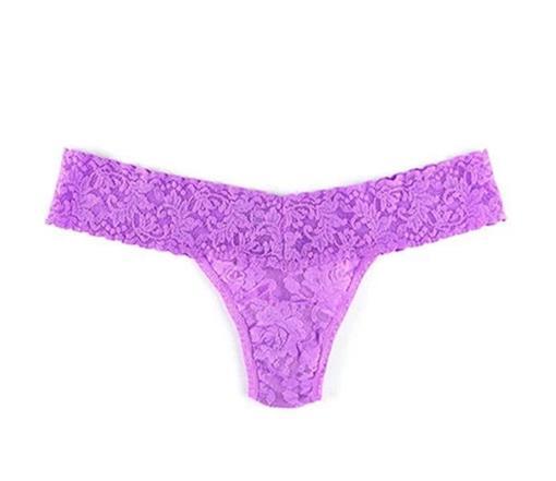 NEW Hanky Panky 4pr Purple Signature Lace Low Rise Thong Underwear 8354