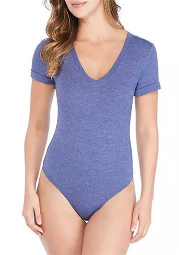 NEW honeydew Intimates SM Madison Short Sleeve Bodysuit 58507 Heather Blue 84778