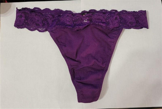 NEW Cosabella Plus 3X Hanna Lace & Cotton Thong Underwear 1pr Dk Purple #84797