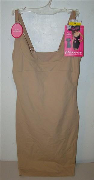 NWOT Flexees Medium Take Inches Off Wear Your Own Bra Slip 2541 Beige #85838