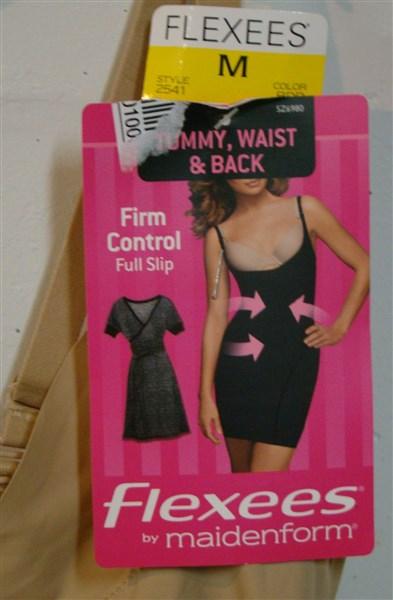 NWOT Flexees Medium Take Inches Off Wear Your Own Bra Slip 2541 Beige #85838
