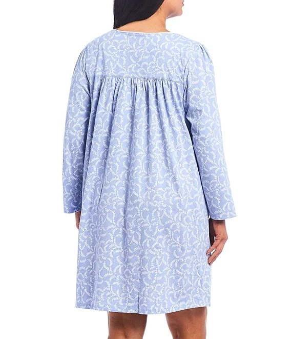 NWt Eileen West MD Floral Bud Print Jersey Knit Short Nightgown Blue #85925