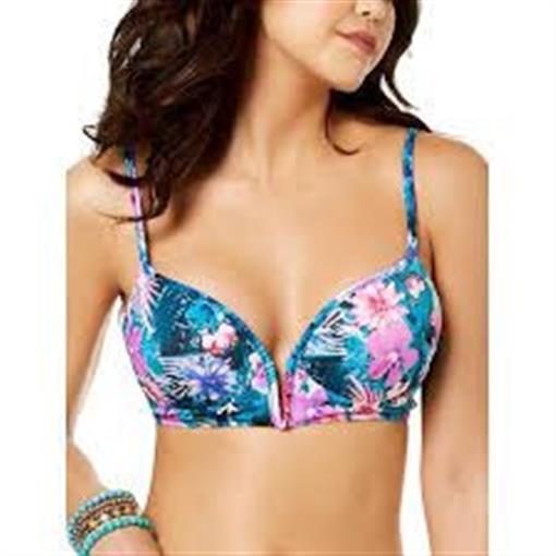 Sundazed Blue Floral Maya Bra-Sized V-Wire Bikini Top 36B/C Cup Underwire #86412