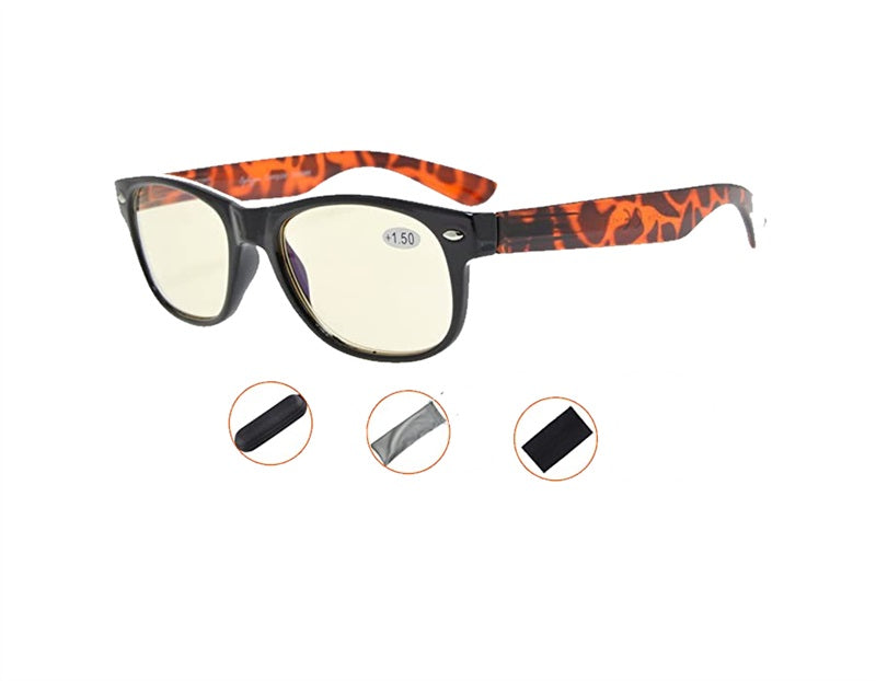 NWT Rectangle Blue Light x1.0 Reading Nerd Glasses Readers Brown 86629