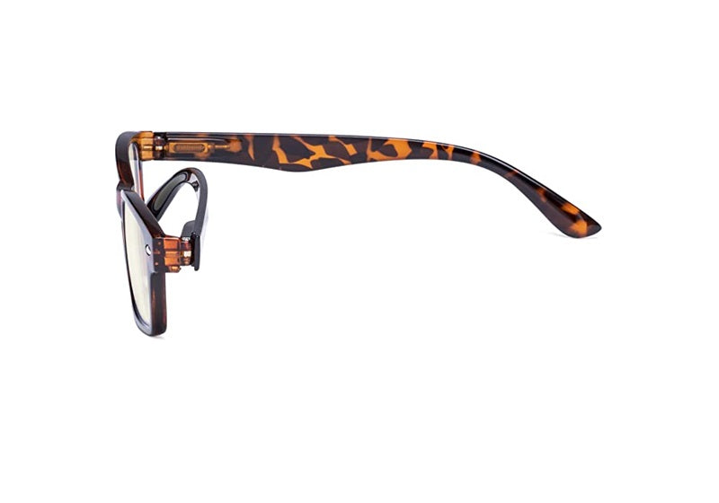 NWT Rectangle Blue Light x1.0 Reading Nerd Glasses Readers Brown 86629