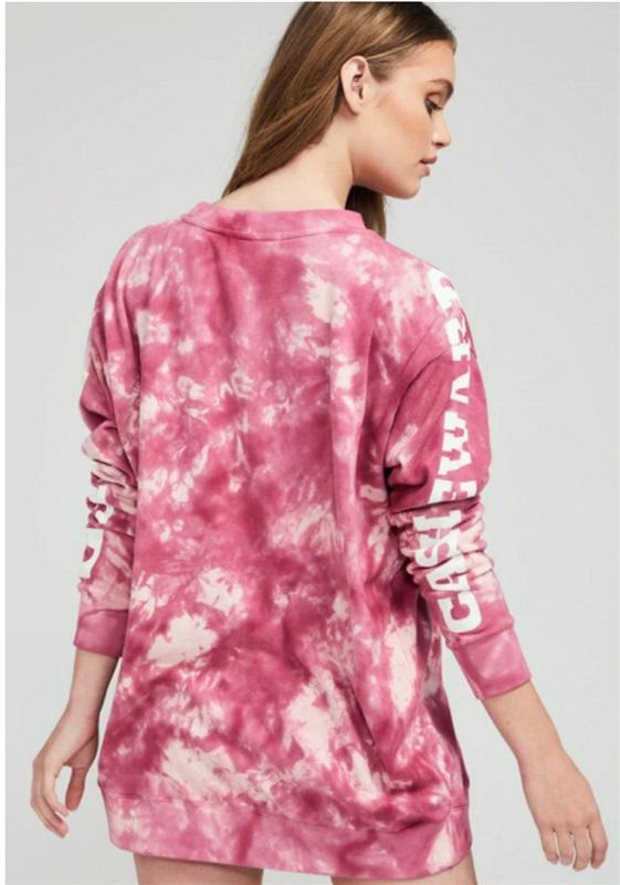 NEW Wildfox XS Dead Or Alive Roadtrip Sweatshirt Pink White Tie Die #87971